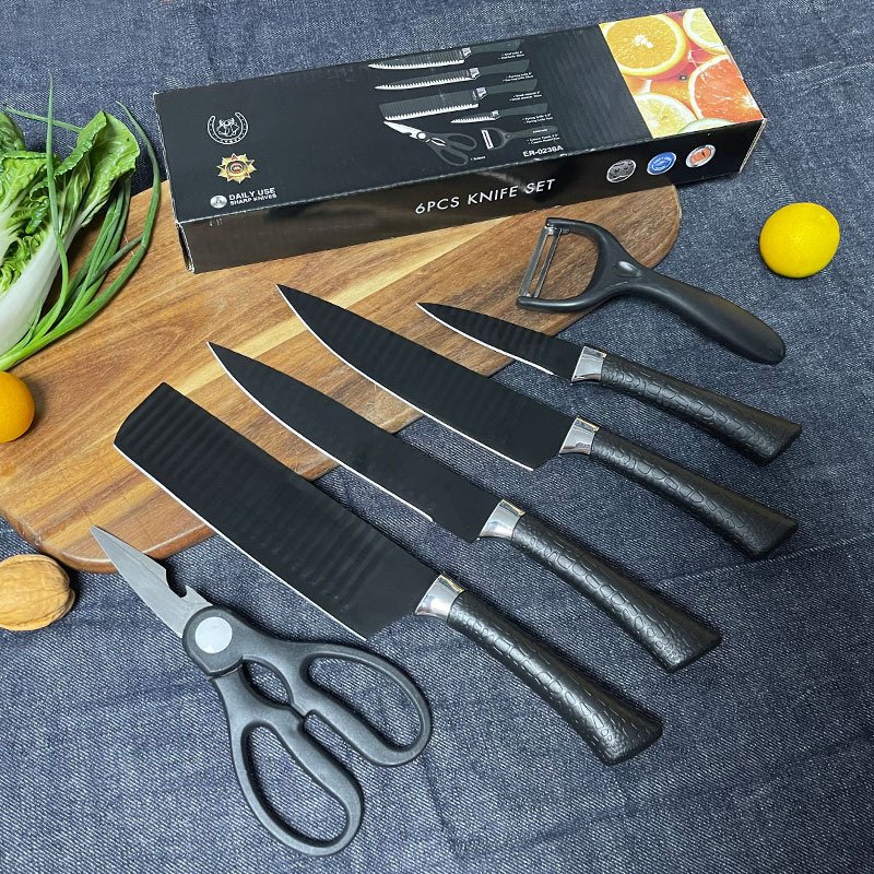 Mini Wave Pattern Six-Piece Stainless Steel Knife Set Tie Reamer Kitchen Knife Suit
