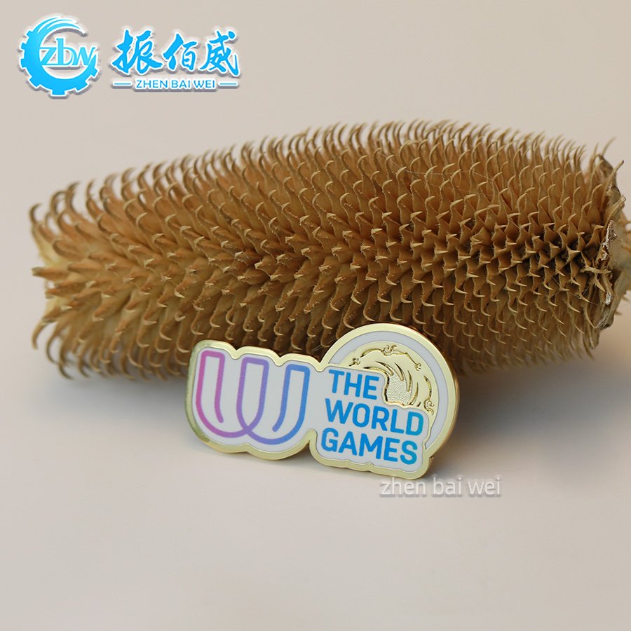 Factory custom fashion gold plated soft and hard enamel pin custom UV printing world games alloy imitation enamel brooch