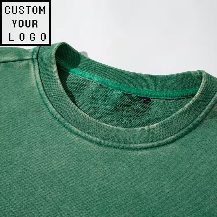 wholesale custom streetwear jumper Luxury Embroidery Logo Black Acid Wash Crewnecks Oversize Crewneck For Men sweatshirt