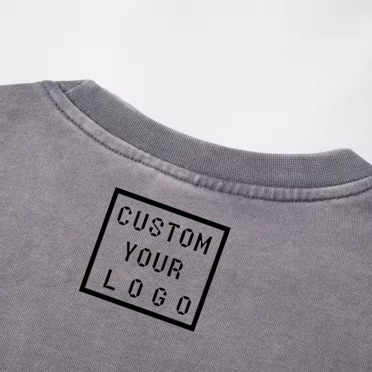 wholesale custom streetwear jumper Luxury Embroidery Logo Black Acid Wash Crewnecks Oversize Crewneck For Men sweatshirt