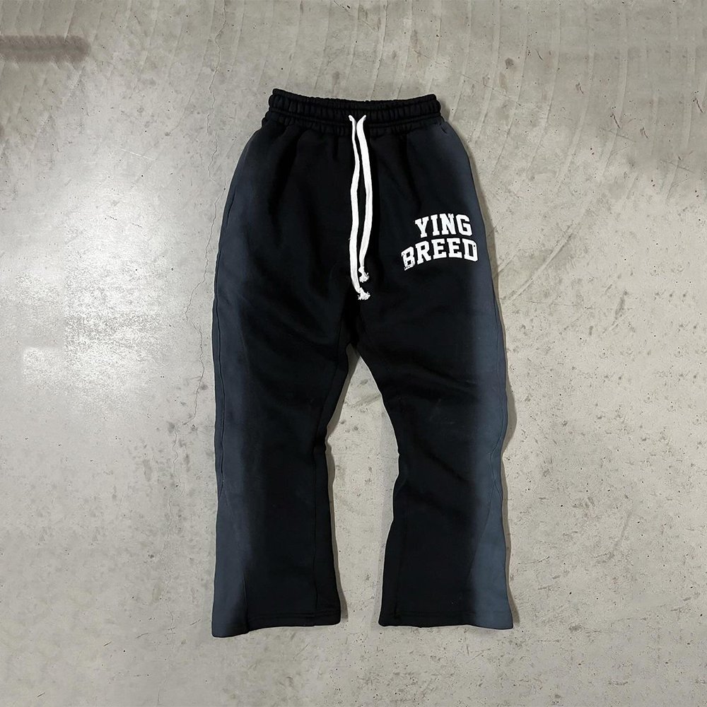 Custom Applique Distressed Embroidery Acid Wash Distressed Heavyweight Cotton Sweatpants and Hoodie Set