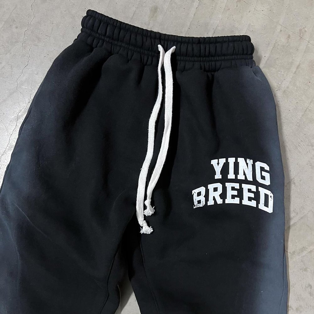 Custom Applique Distressed Embroidery Acid Wash Distressed Heavyweight Cotton Sweatpants and Hoodie Set