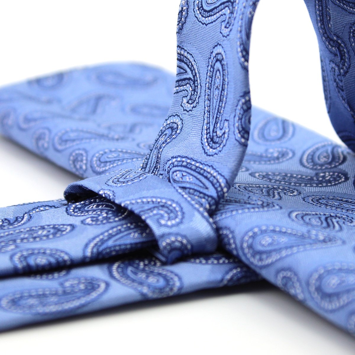 Necktie Business Mens Formal Fashion Premium Luxury Pure Silk Woven Blue Paisley Bow Tie And Pocket Square Good Gift Tie Set