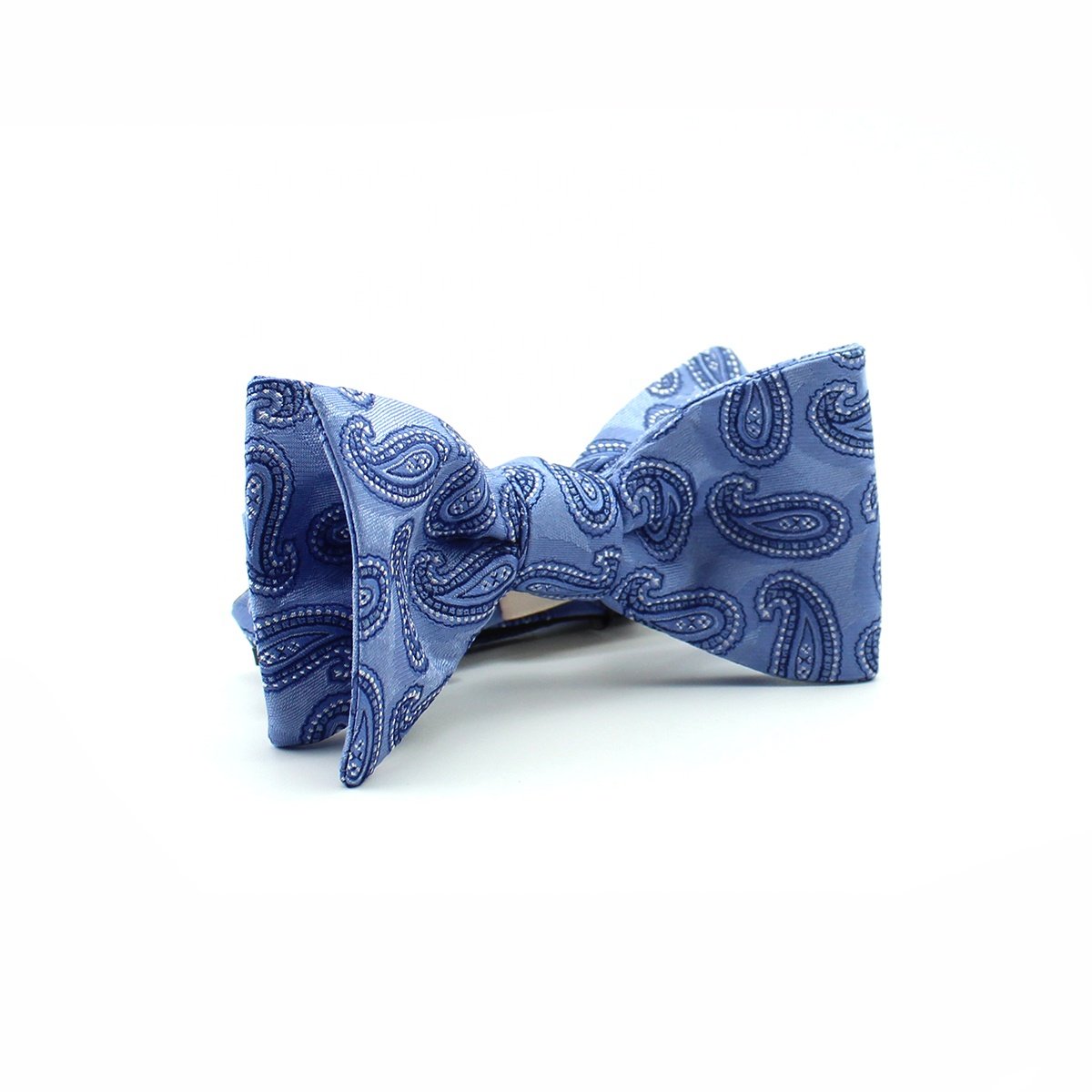 Necktie Business Mens Formal Fashion Premium Luxury Pure Silk Woven Blue Paisley Bow Tie And Pocket Square Good Gift Tie Set