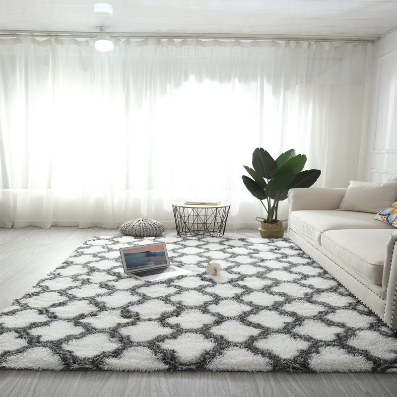 PV Velvet Tie-Dye Silk Wool Pattern Living Room Coffee Table Bedside Mat Long Hair Washable Bedroom floor mats