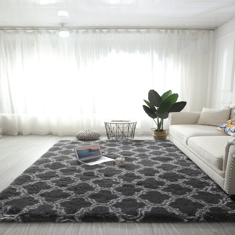 PV Velvet Tie-Dye Silk Wool Pattern Living Room Coffee Table Bedside Mat Long Hair Washable Bedroom floor mats
