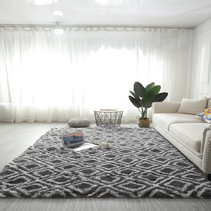 PV Velvet Tie-Dye Silk Wool Pattern Living Room Coffee Table Bedside Mat Long Hair Washable Bedroom floor mats