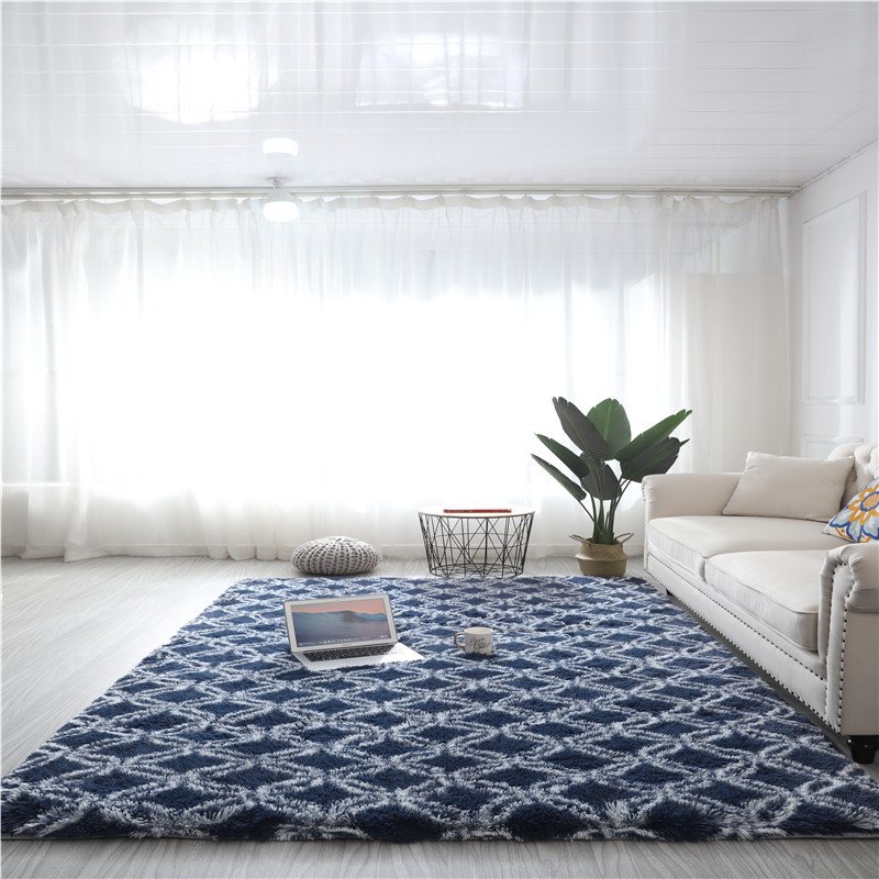 PV Velvet Tie-Dye Silk Wool Pattern Living Room Coffee Table Bedside Mat Long Hair Washable Bedroom floor mats