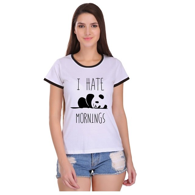Red Butterfly-Emblazoned Short-Sleeved Women's T-Shirt Cute Female Top Pure Cotton Blend Fabric Colorful Text Design