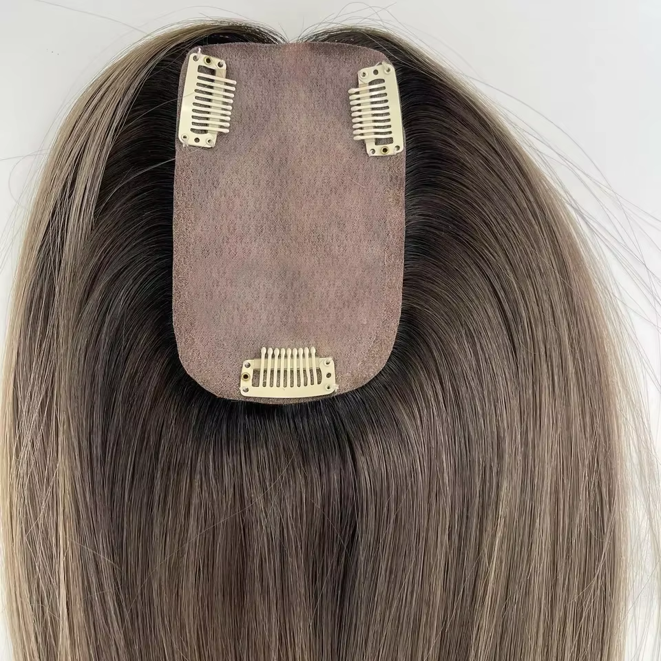 Wholesale Price Ash Blonde Color Body Wave Top Grade 12A European Unprocessed Raw Human Hair Hand Tied 3*5 Size Silk Base Topper