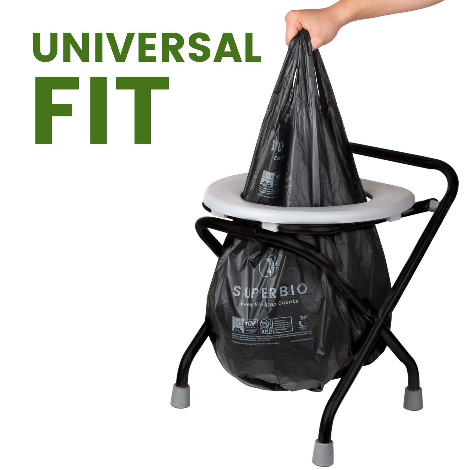 8 Gallon Handle Tie Portable Toilet Replacement Bag 100% Compostable and Biodegradable Manufacturer