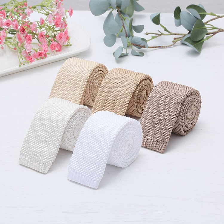 High Quality Men Stock 5CM Width Plain Color Necktie Skinny Knitted Ties