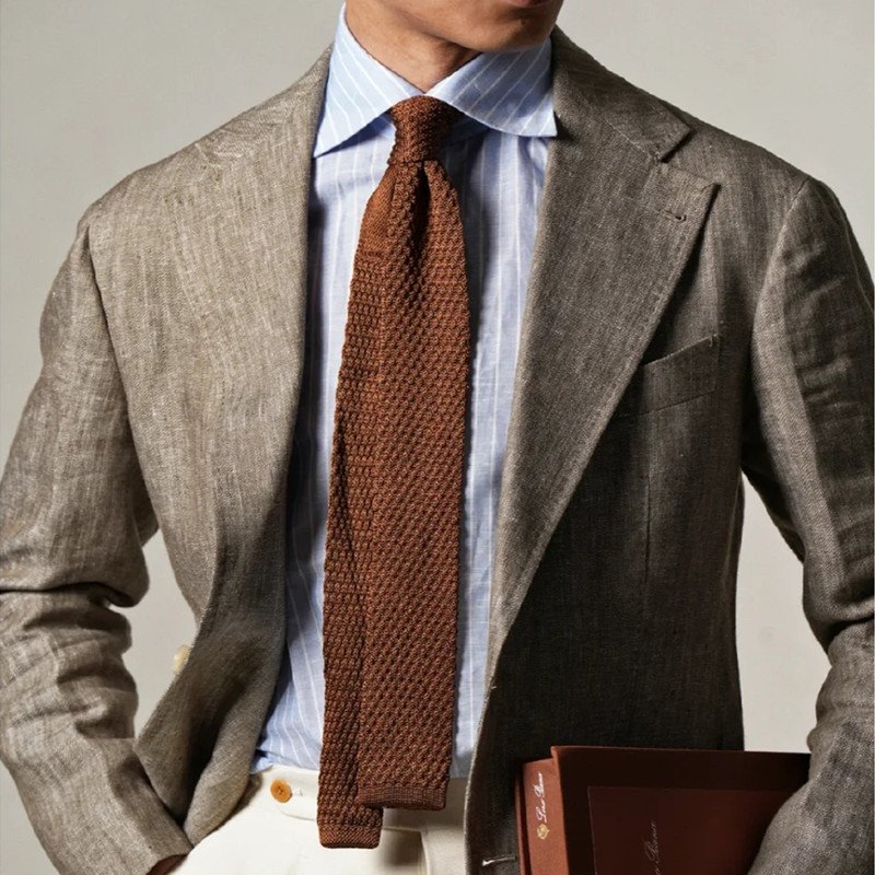 High Quality Men Stock 5CM Width Plain Color Necktie Skinny Knitted Ties