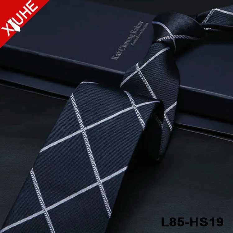 High Quality Trendy OEM ODM Black Tie Woven Jacquard Navy Blue Necktie Custom Design 100% Silk Ties for Men