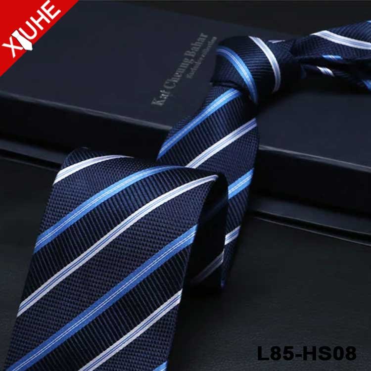 High Quality Trendy OEM ODM Black Tie Woven Jacquard Navy Blue Necktie Custom Design 100% Silk Ties for Men