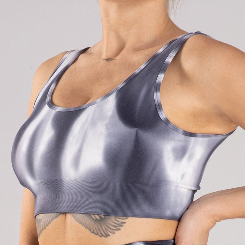Women Tie-Dye Sport Bra and Short Yoga Wear Set Seamless High Waist Yoga Pants Crop Revealing Sports Suit