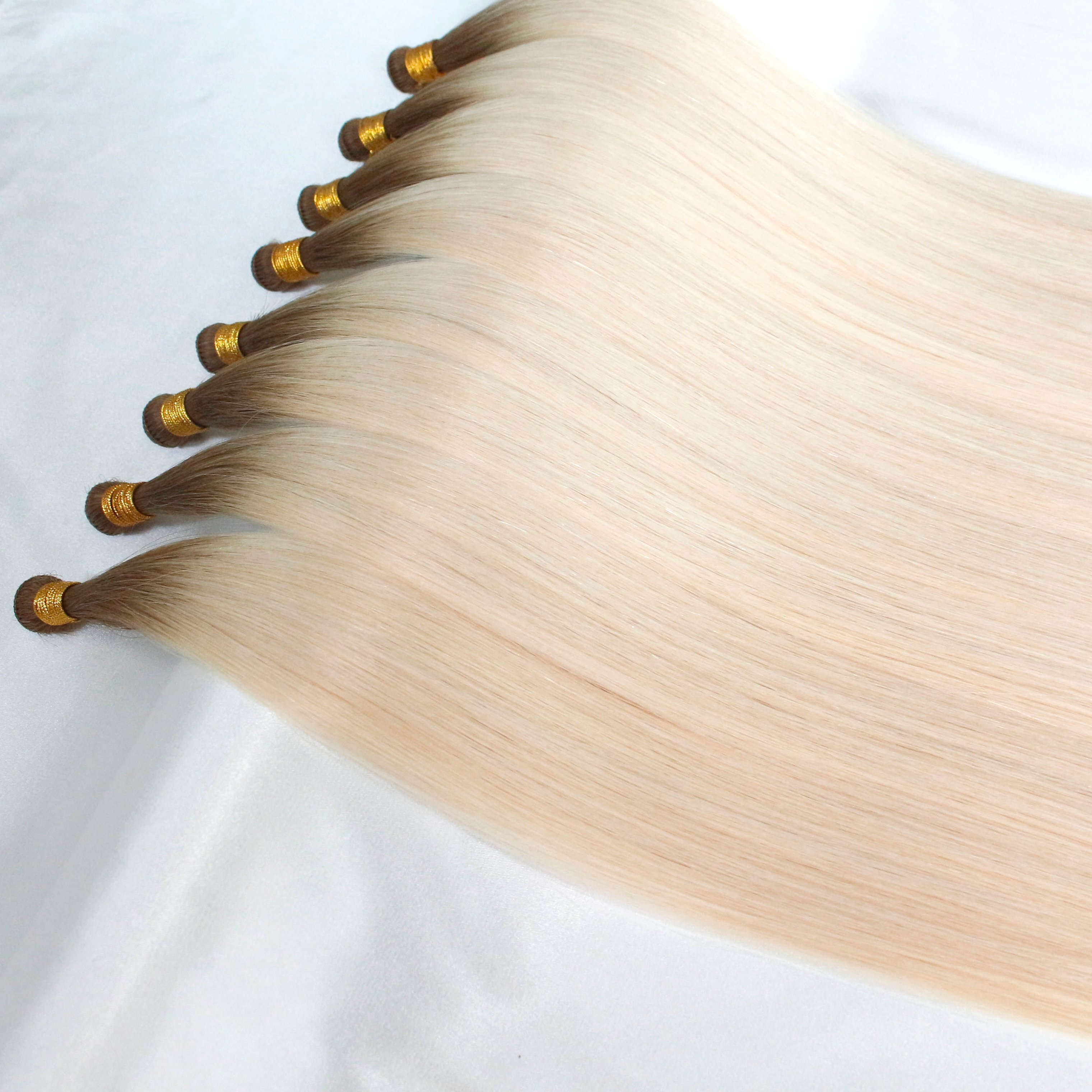 Hot Selling Long Lasting Smooth Shiny 100% Remy Virgin Human Hair Hand Tied Weft Hair Extensions