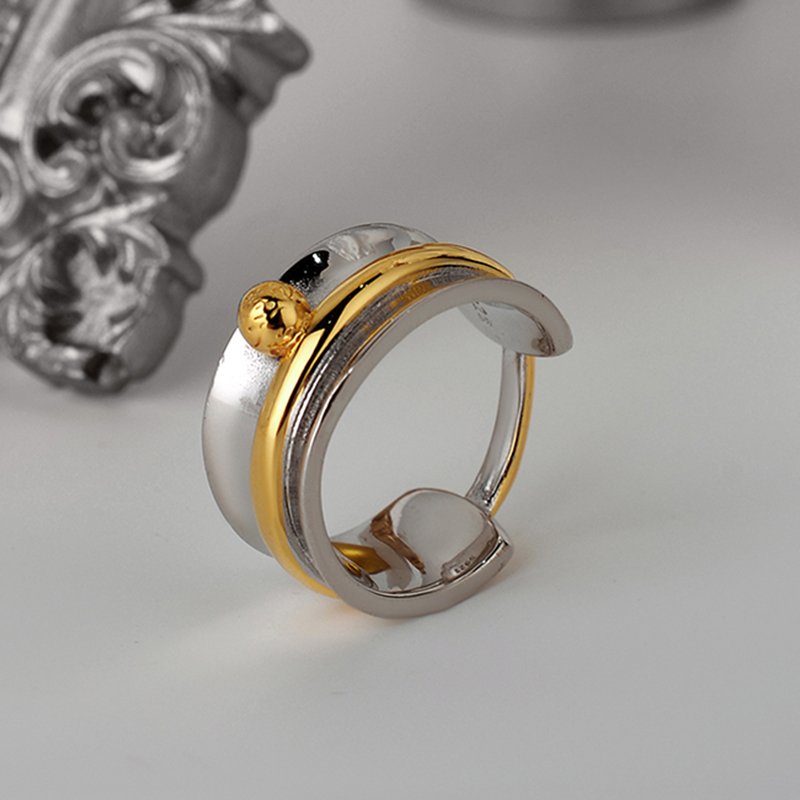 ICEBELA Simple and Small Design 925 Sterling Silver Winding Rope Tie Ring Women's Ins Open Colored Index Ring