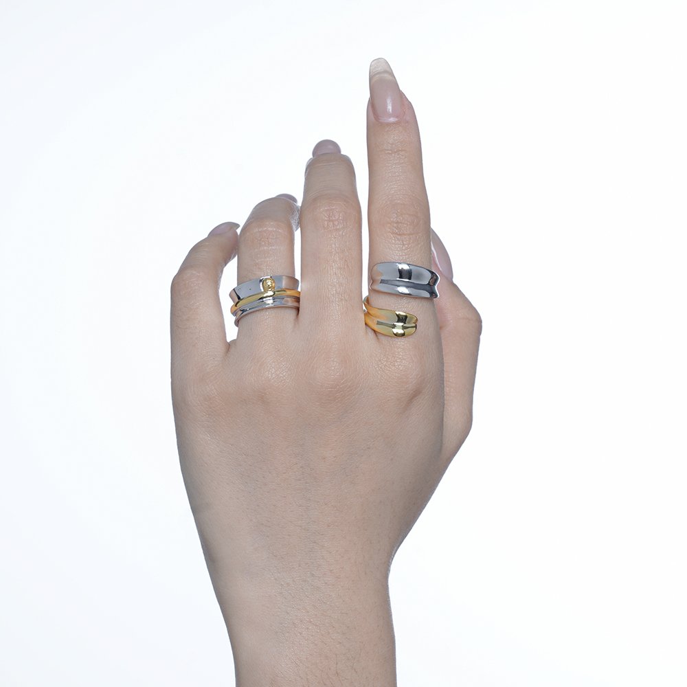 ICEBELA Simple and Small Design 925 Sterling Silver Winding Rope Tie Ring Women's Ins Open Colored Index Ring