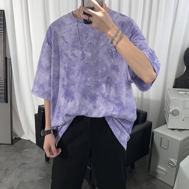Short-sleeved t-shirt men's loose casual tie-dye half-sleeve tops handsome and versatile