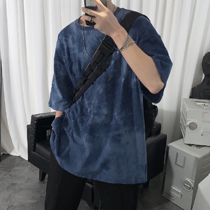 Short-sleeved t-shirt men's loose casual tie-dye half-sleeve tops handsome and versatile