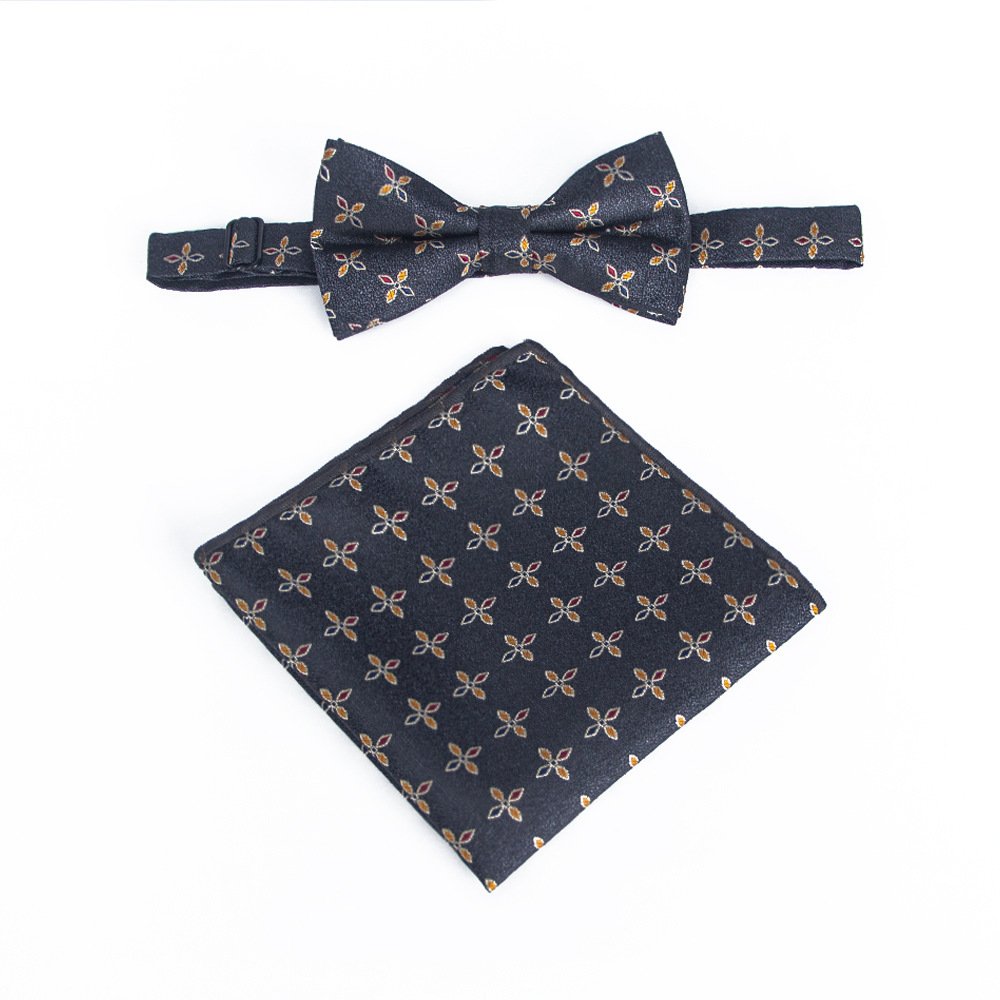 Microfiber Polyester Tie Gift Set Pocket Square Bowtie