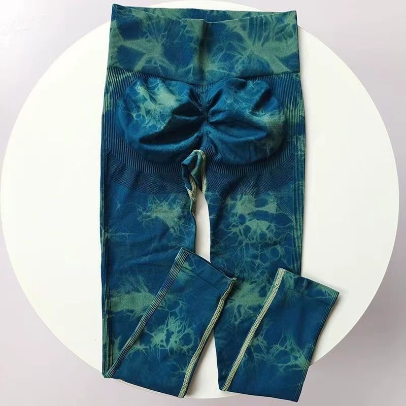 Wholesale Tie Dye Women Seamless Leggings Fitness Sexy Scrunch Butt High Waist Peach Hip Breathable Yoga Pants