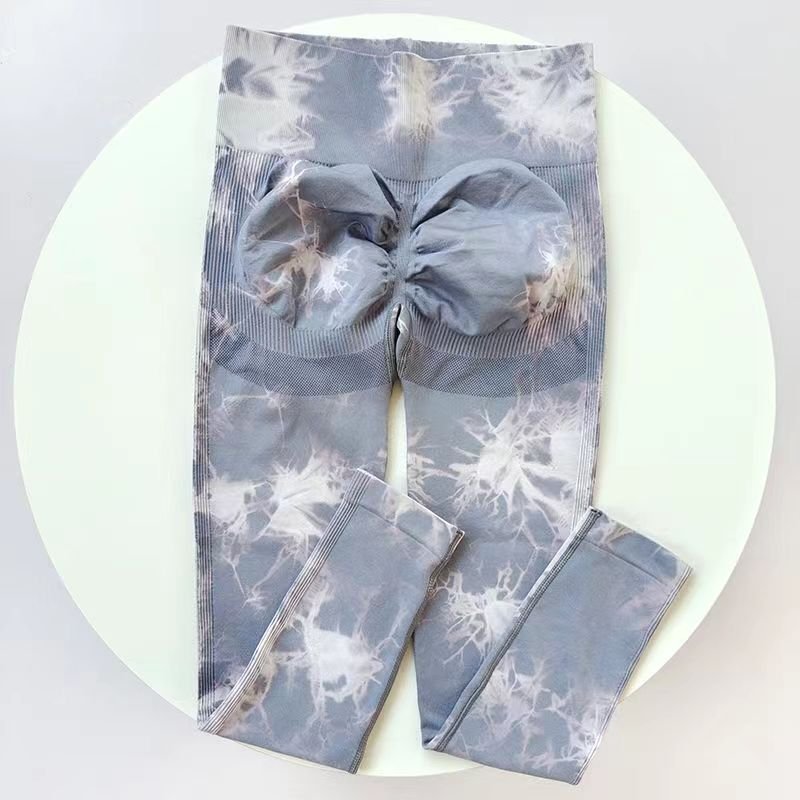 Wholesale Tie Dye Women Seamless Leggings Fitness Sexy Scrunch Butt High Waist Peach Hip Breathable Yoga Pants