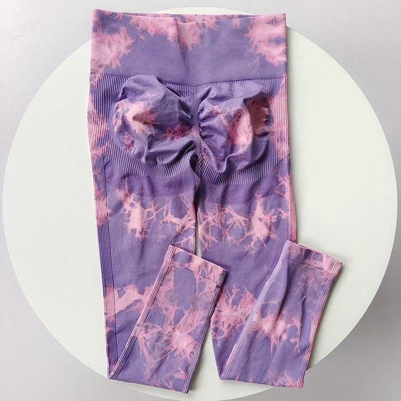 Wholesale Tie Dye Women Seamless Leggings Fitness Sexy Scrunch Butt High Waist Peach Hip Breathable Yoga Pants