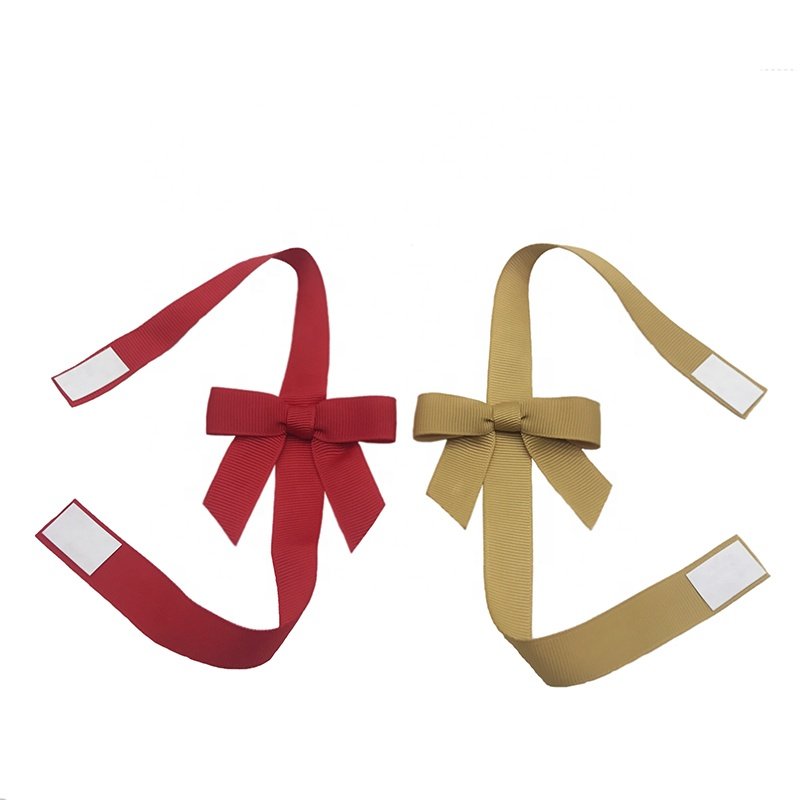 E-Magic Wholesale Gift Ribbon Packing Bow Custom Grosgrain Ribbon Bow Pre Tied Ribbon Bow with Self Adhesive