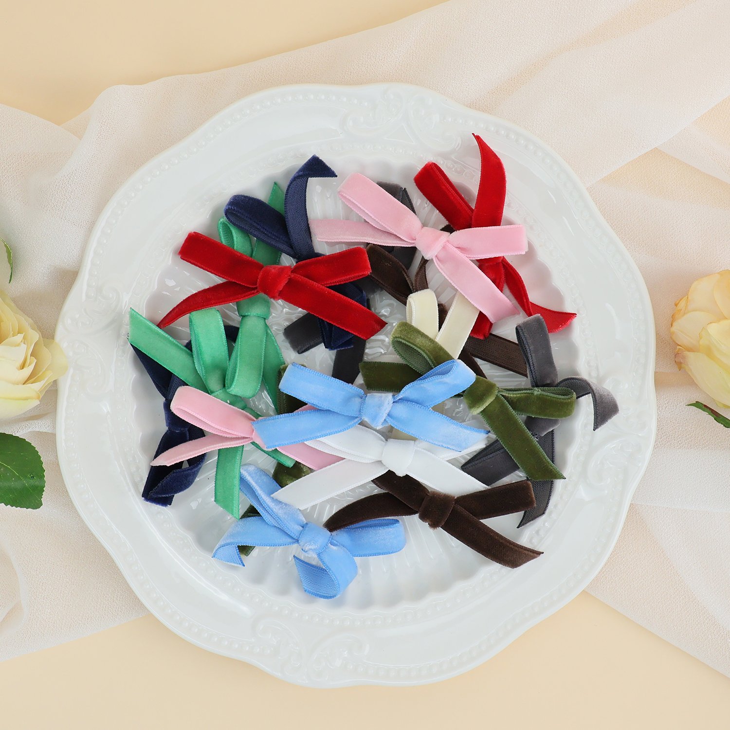 Multifunction Solid Color Underwear Socks Perfume Bottle Decoration Neck Bow Hair Clip Accessories Velvet Ribbon Bow Ties