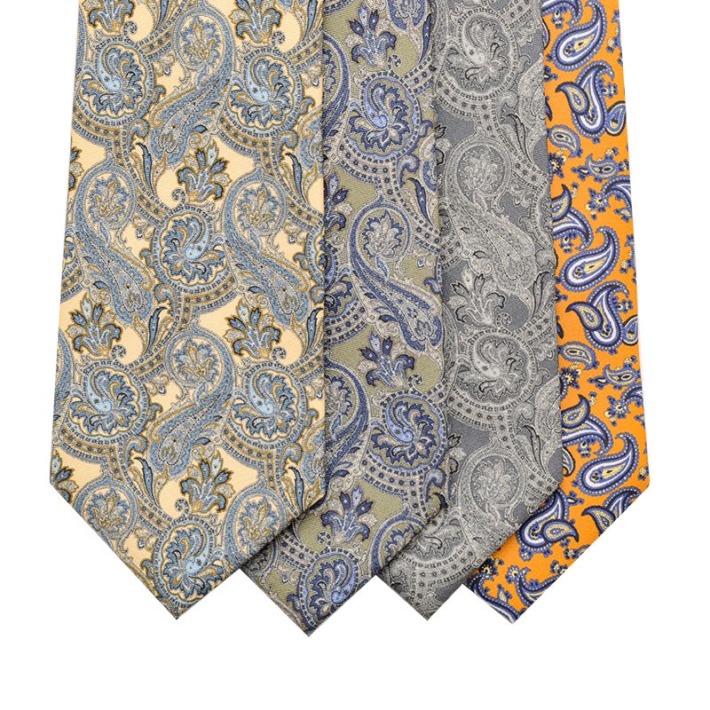 Hamocigia Factory Wholesale 100% Organic Silk Print Luxury Paisley Floral Mens Silk Ties