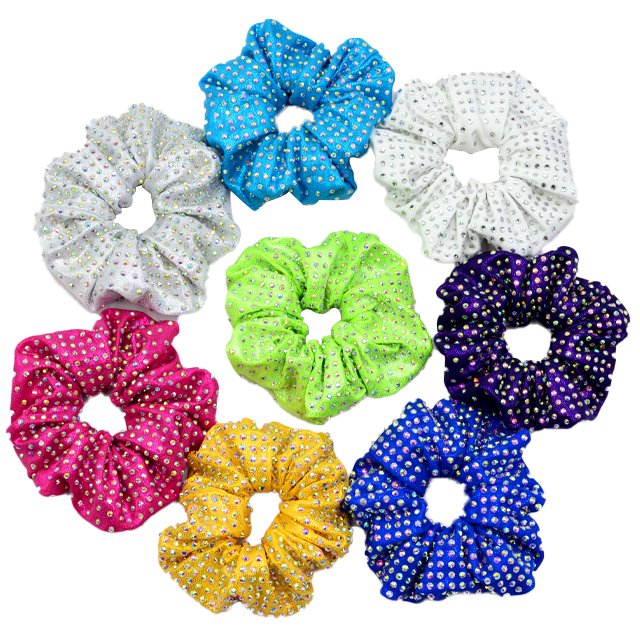 New arrival full silk rhinestone scrunchies elastic hair band mystique women elegant high quality fabric crystal scrunchies