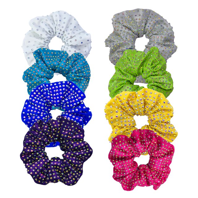 New arrival full silk rhinestone scrunchies elastic hair band mystique women elegant high quality fabric crystal scrunchies