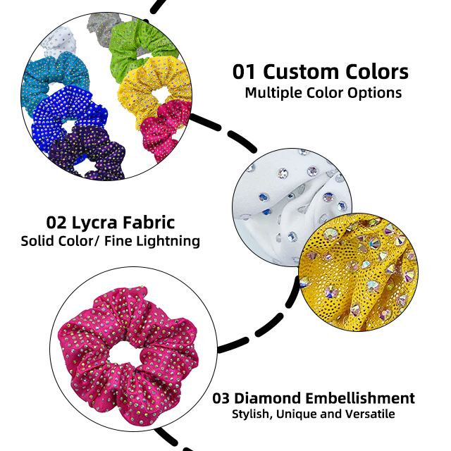 New arrival full silk rhinestone scrunchies elastic hair band mystique women elegant high quality fabric crystal scrunchies