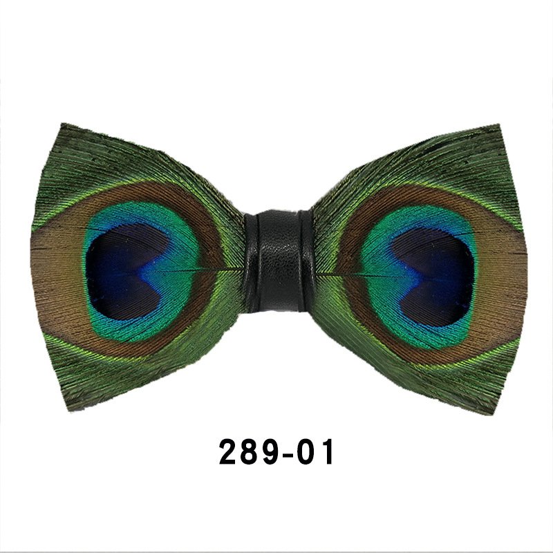Feather Bow Ties Men's Luxury Bowtie With Box Fashion Peacock Feather Bow Ties For Men Business Party Wedding