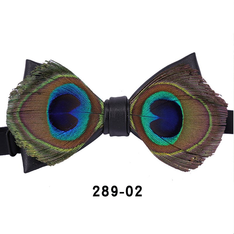 Feather Bow Ties Men's Luxury Bowtie With Box Fashion Peacock Feather Bow Ties For Men Business Party Wedding