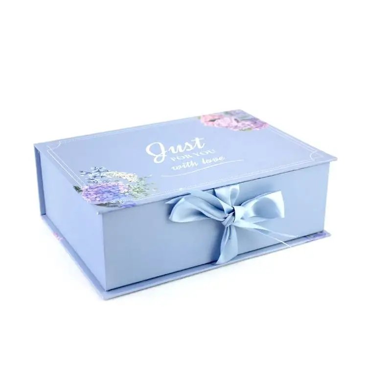 Custom Design Blue Magnetic Paper Shipping Boxes Bra Gift Box Shemagh Scarf tshirt Clothing Packaging with logo