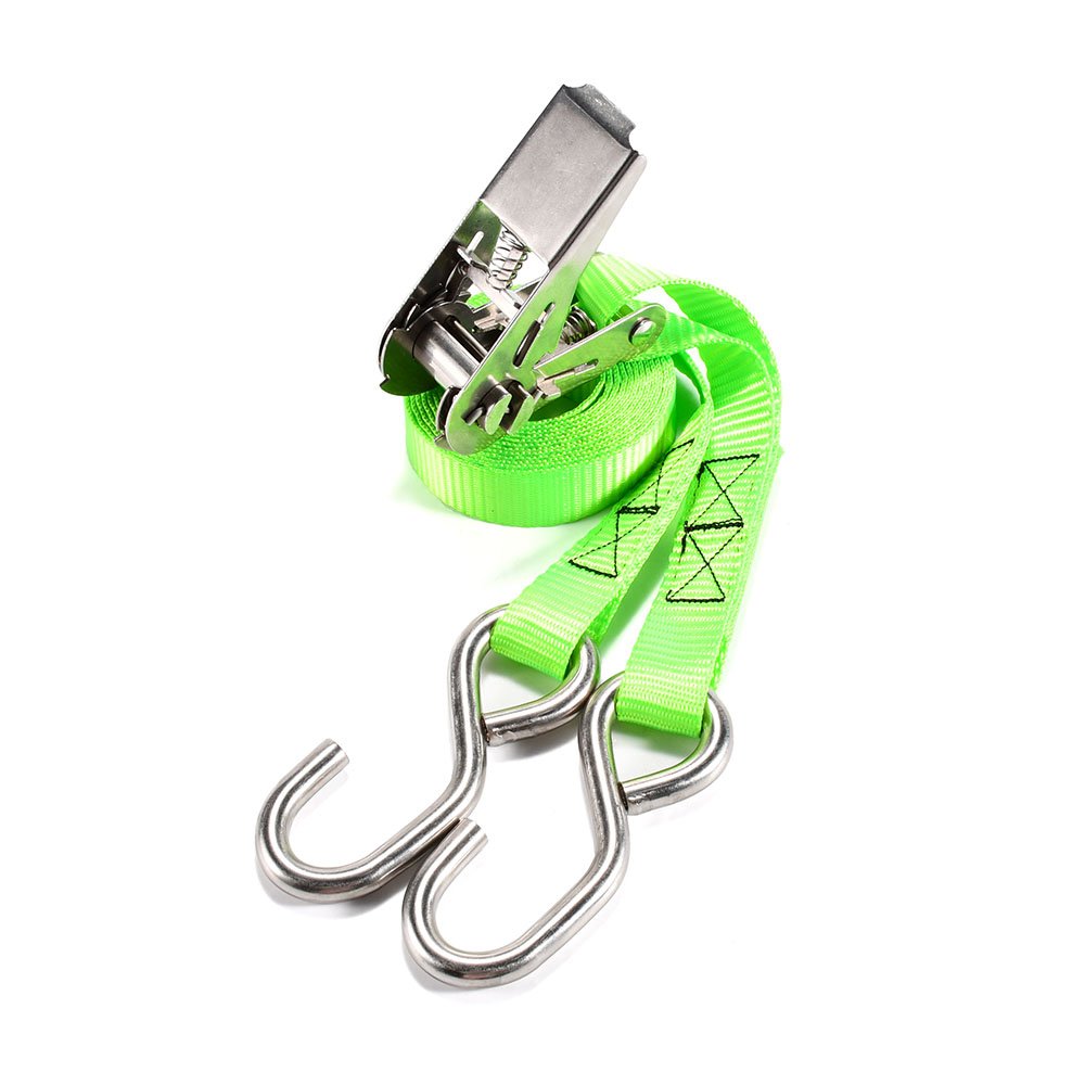 Premium Quality 4 pk 1 inch stainless steel ratchet tie down straps with s hook