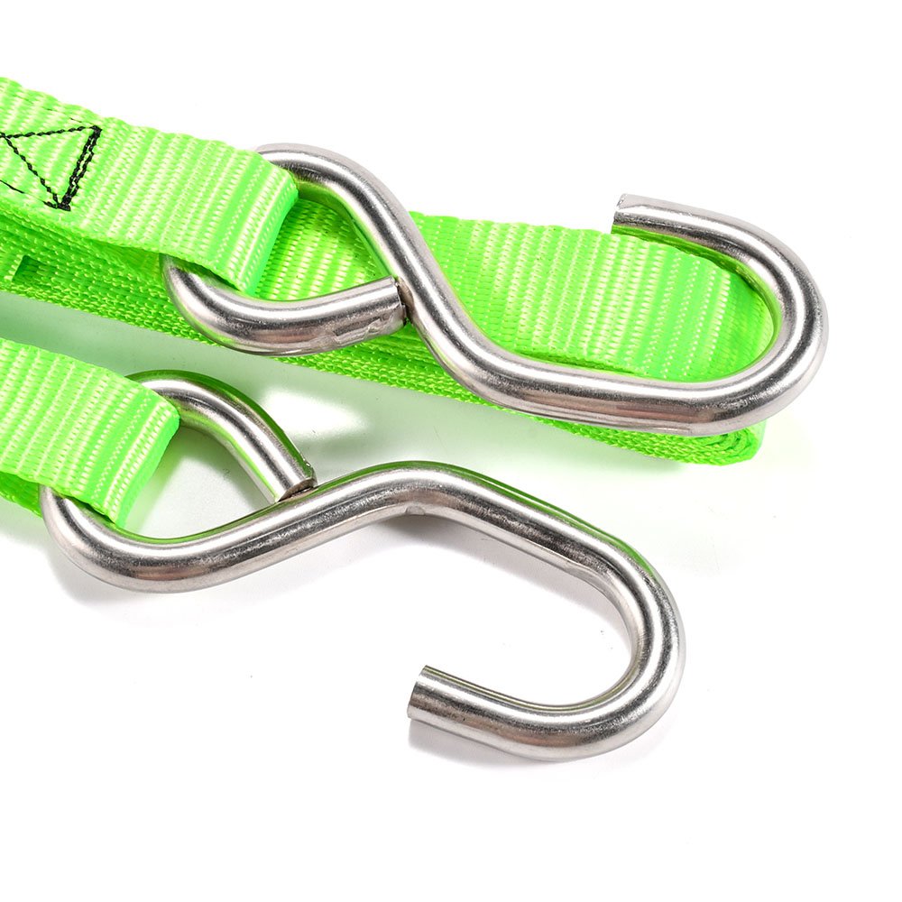 Premium Quality 4 pk 1 inch stainless steel ratchet tie down straps with s hook
