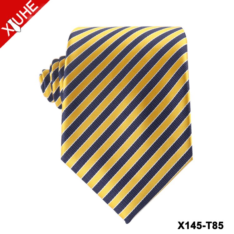 Classic Design Bue Plaid Tie Red Black Formal Woven Necktie Custom Mens Striped Polyester Ties