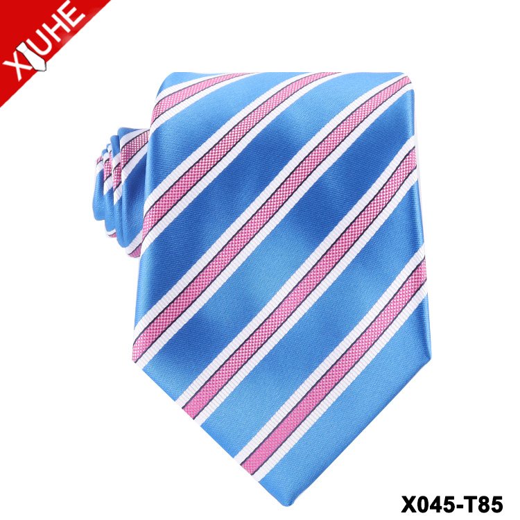 Classic Design Bue Plaid Tie Red Black Formal Woven Necktie Custom Mens Striped Polyester Ties