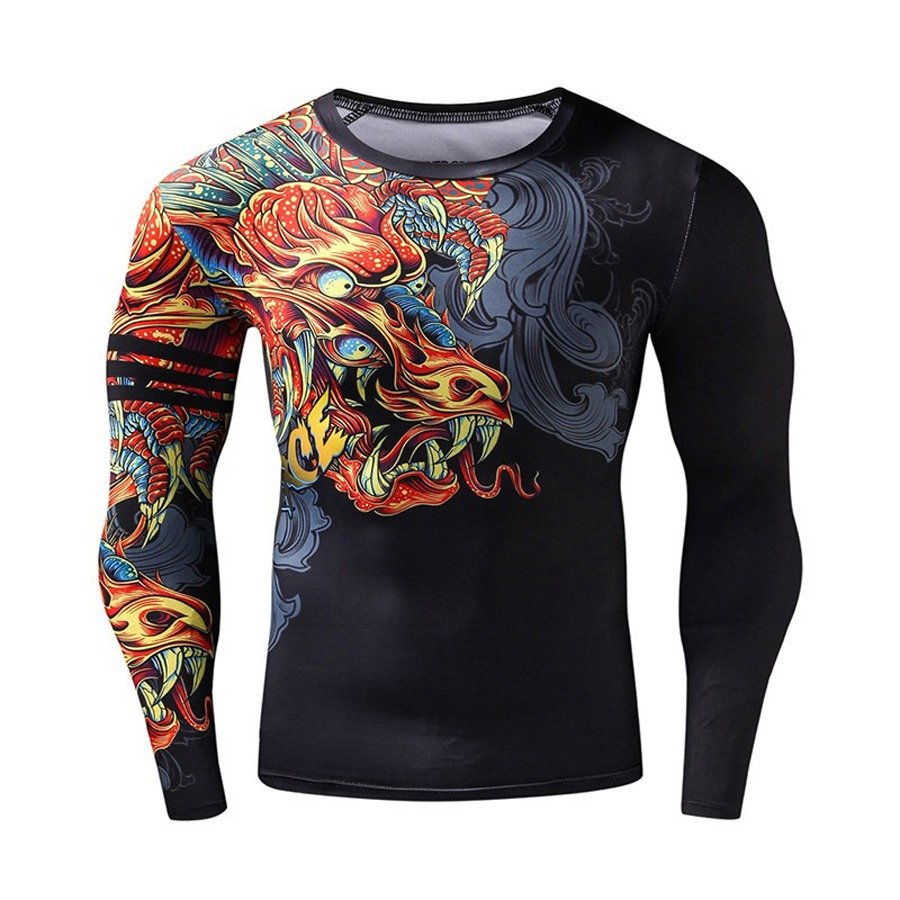 Compression Gym Shirts Surfing Long Sleeve Custom Logo UV BJJ Spandex Rashguard MMA Sublimated Mens Rash Guard DHL FEDEX OEM