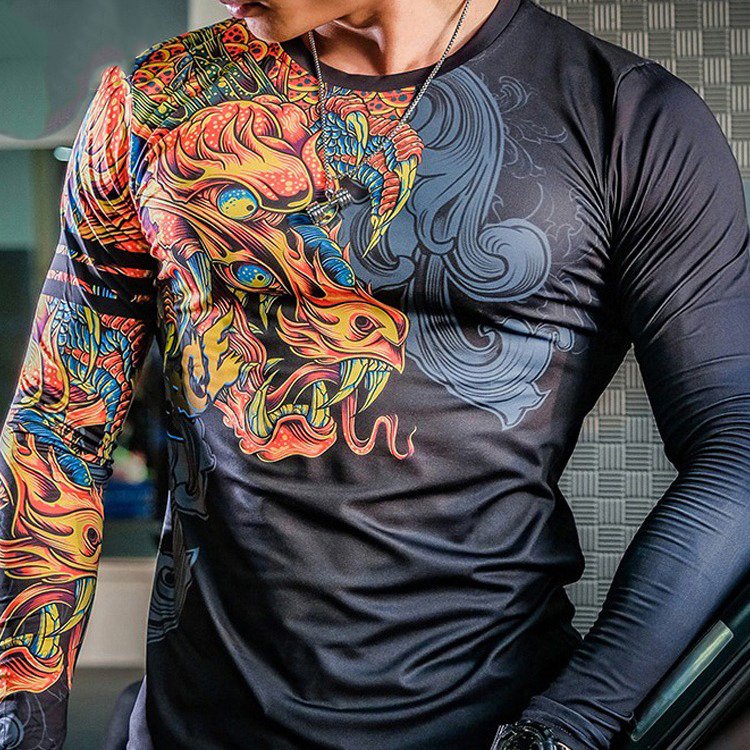 Compression Gym Shirts Surfing Long Sleeve Custom Logo UV BJJ Spandex Rashguard MMA Sublimated Mens Rash Guard DHL FEDEX OEM