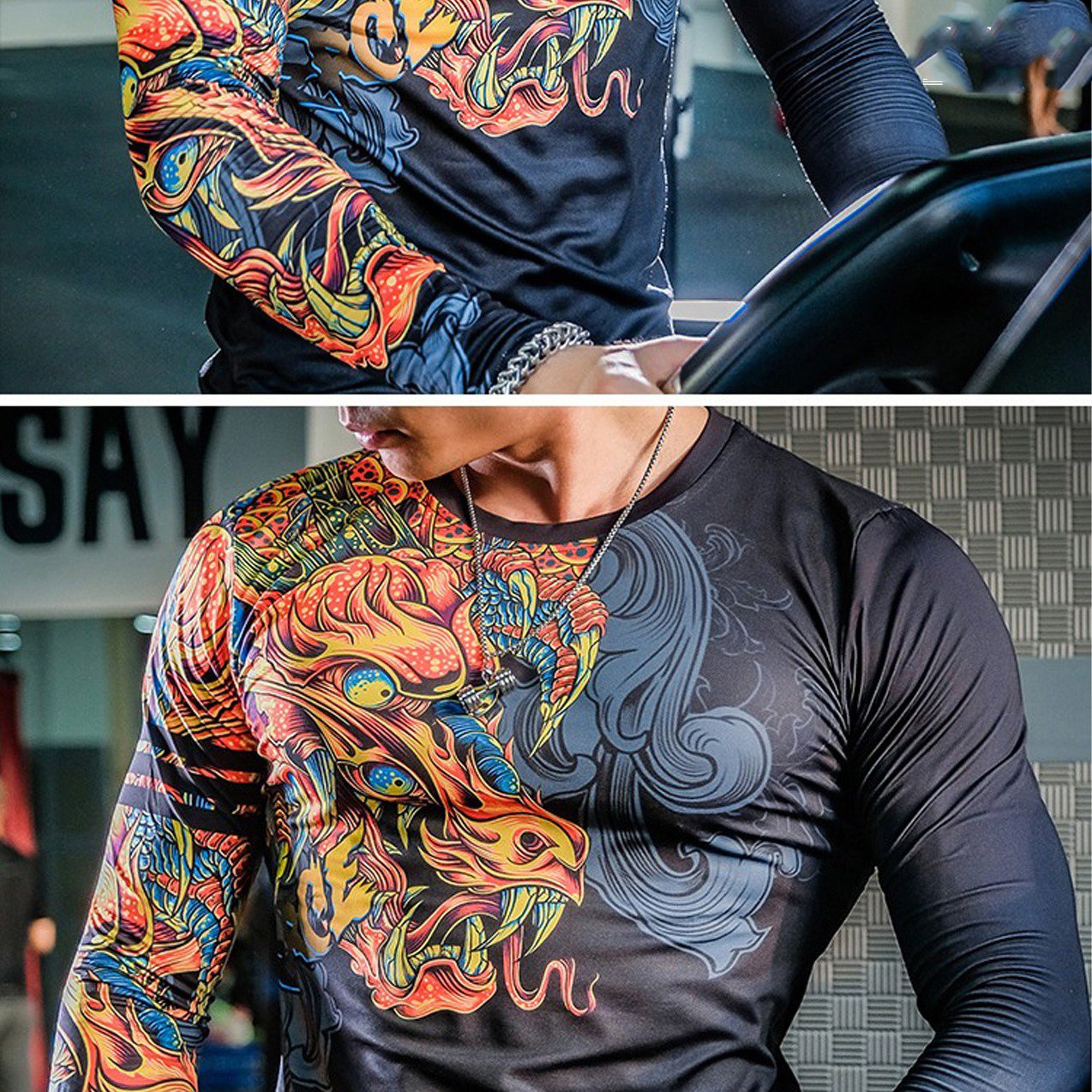 Compression Gym Shirts Surfing Long Sleeve Custom Logo UV BJJ Spandex Rashguard MMA Sublimated Mens Rash Guard DHL FEDEX OEM