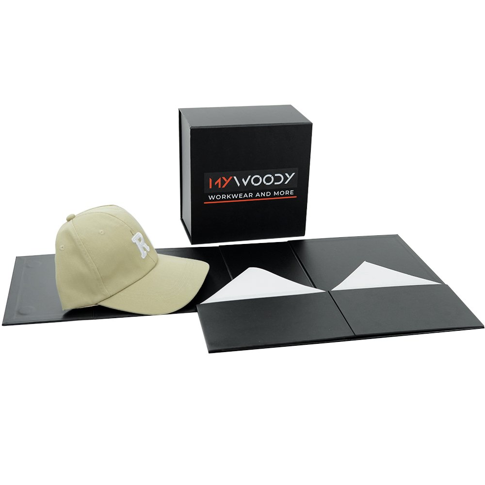 Custom Logo Black Hard Cardboard Baseball Cap Hat Snapcap Paper Box Paper Packaging For Snapcap Foldable Gift Boxes