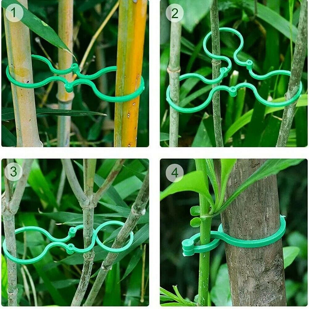 Garden Plant Clips Green Gardening Buckle Plant Binding Tie Rattan Flower Growth Clip Figure 8 Shape Grafting Buckle