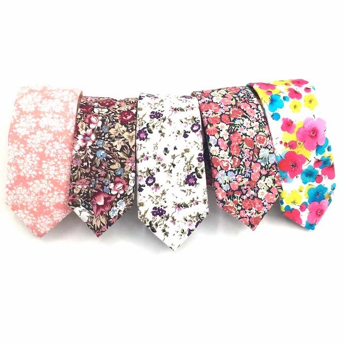 Fashion Colorful Casual Floral linen Mens Cotton Tie bow tie hanky set