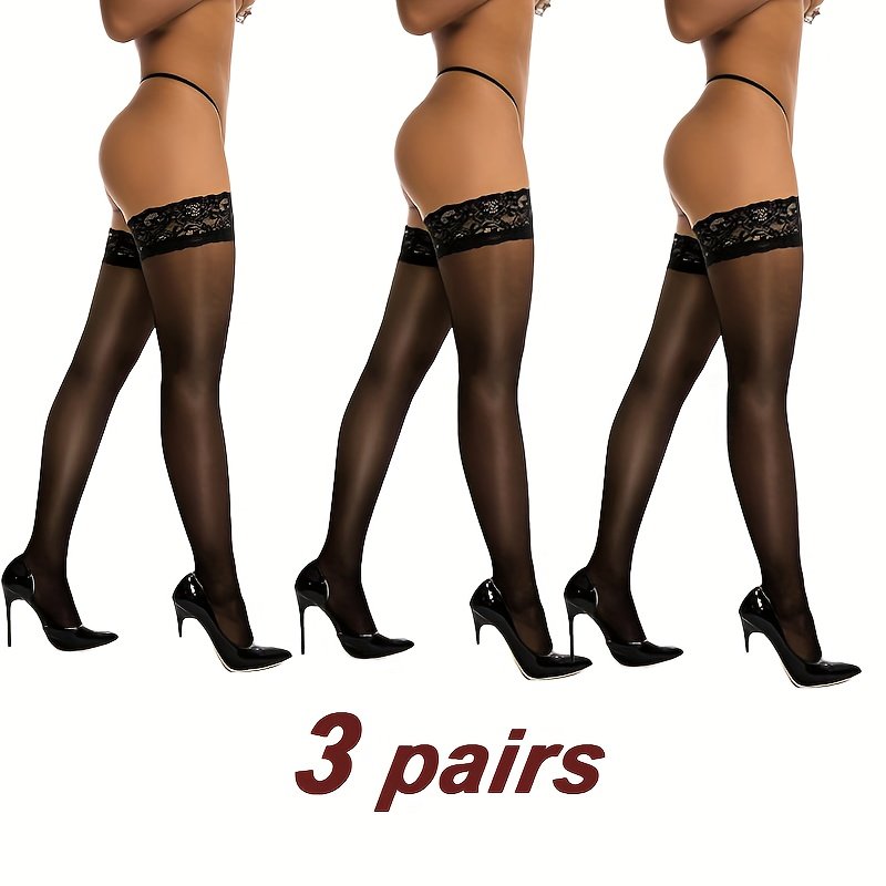 Plus Size flocking stocking Thigh-High Stockings Colors Semi Sheer Stay-Up Silicone Lace Top Silk Polyamide Material tights