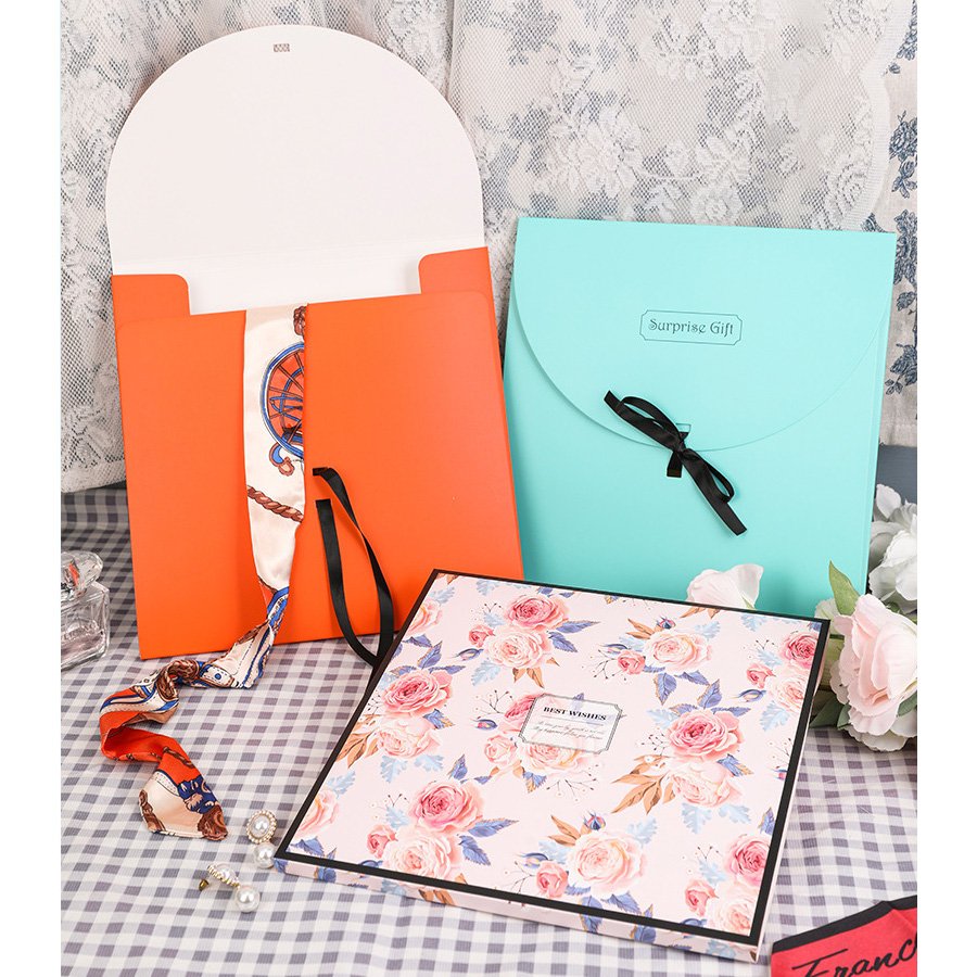 Most Selling Items Envelope with Ribbon Small Floral Pattern rainbow colored cardboard shipping box